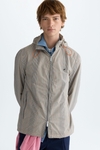 Hooded chequered technical jacket