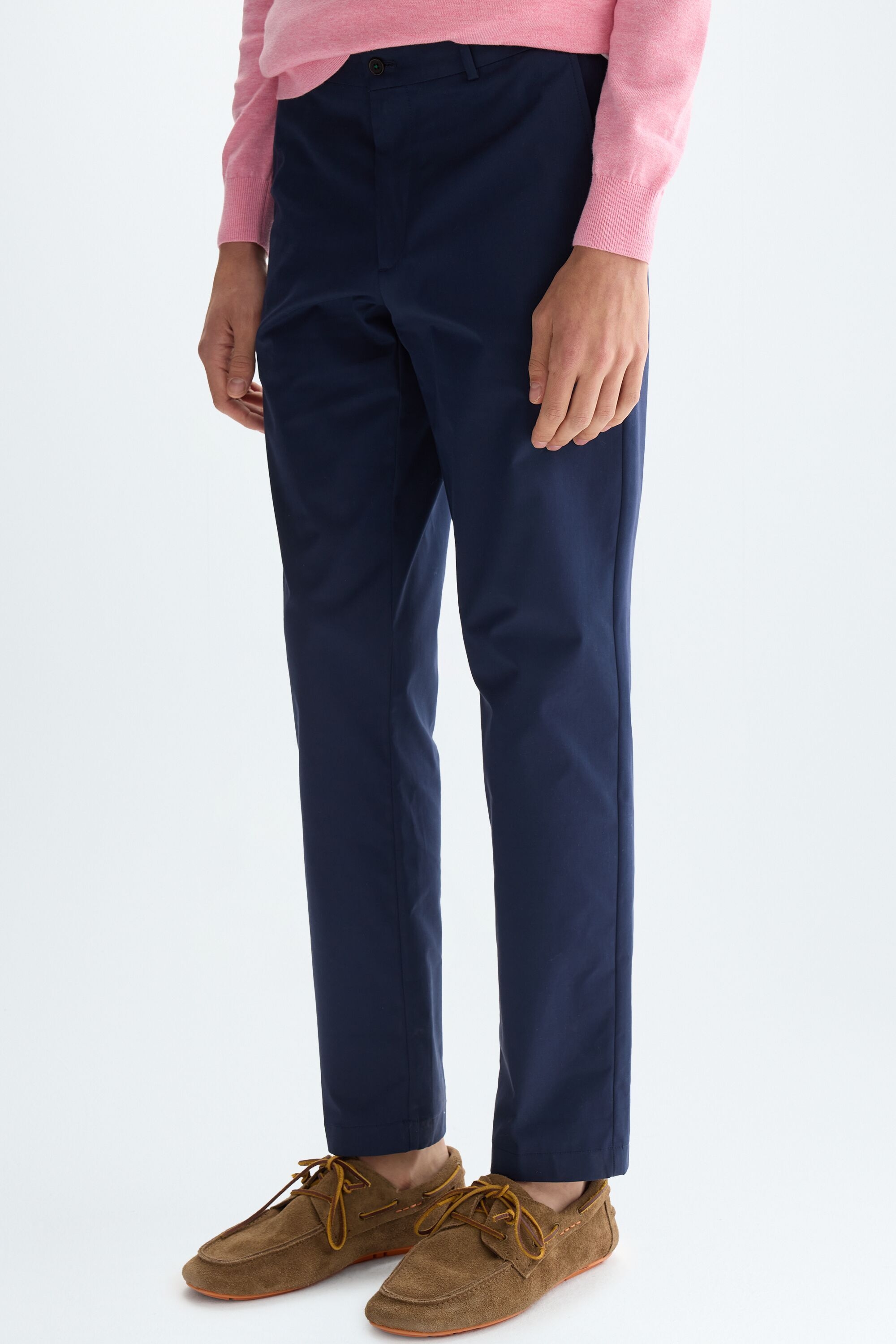 Cotton twill regular fit light chino trousers