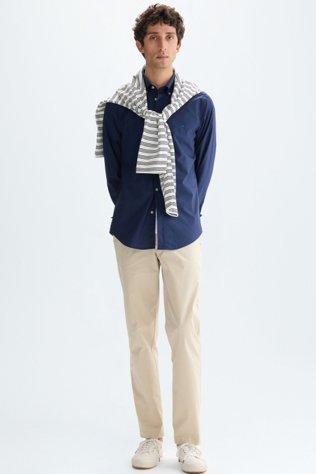 COTTON TWILL REGULAR FIT LIGHT CHINO TROUSERS