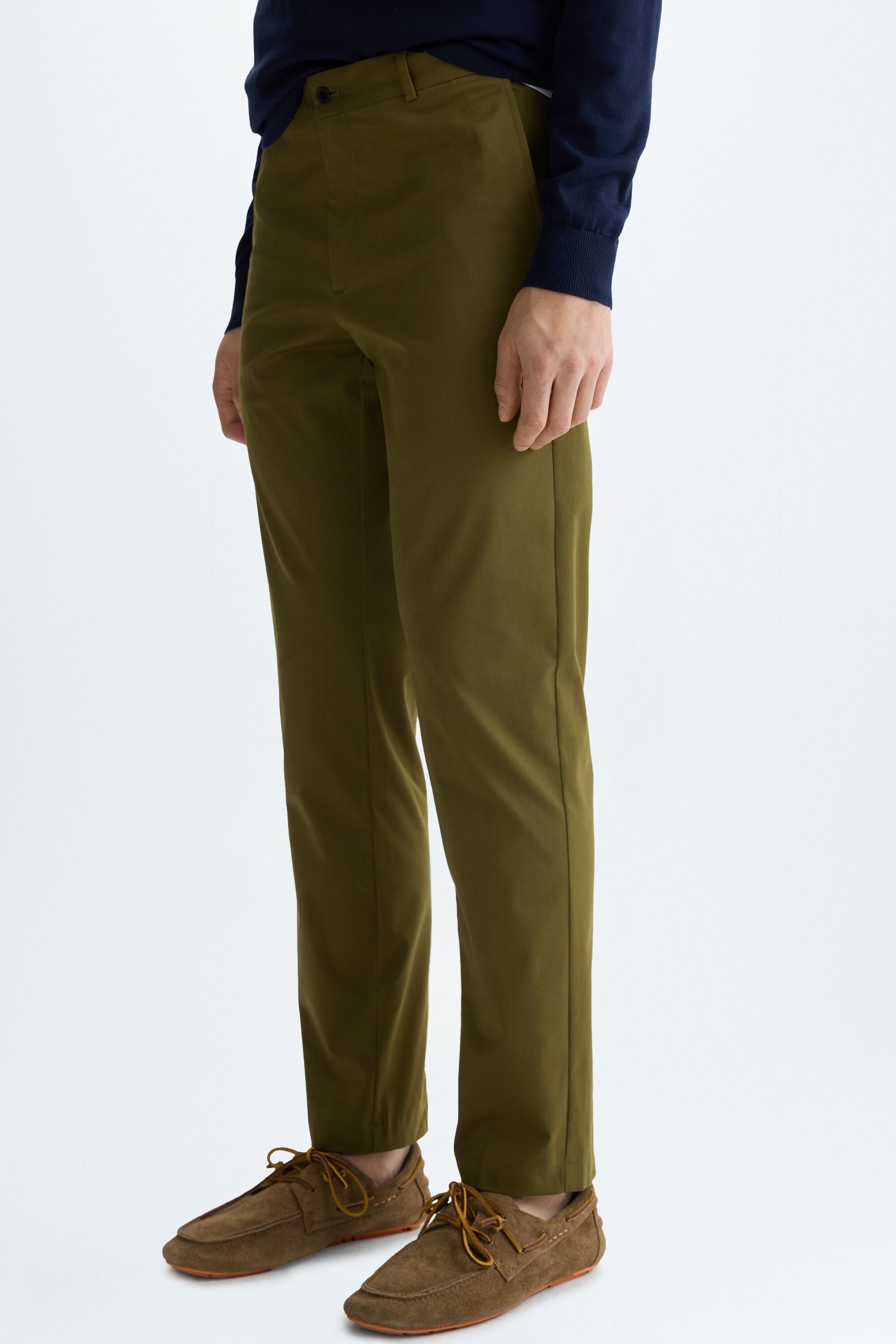Cotton twill regular fit light chino trousers