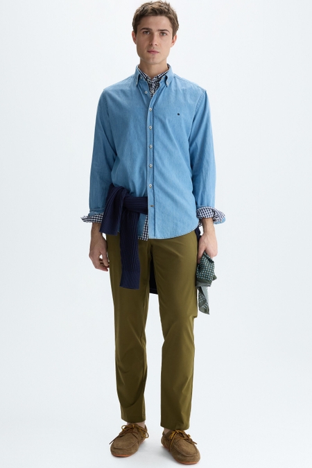 COTTON TWILL REGULAR FIT LIGHT CHINO TROUSERS