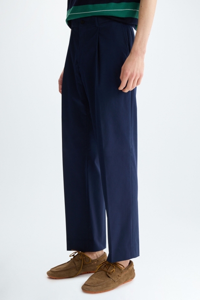 Cotton twill relaxed fit trousers - NAVY