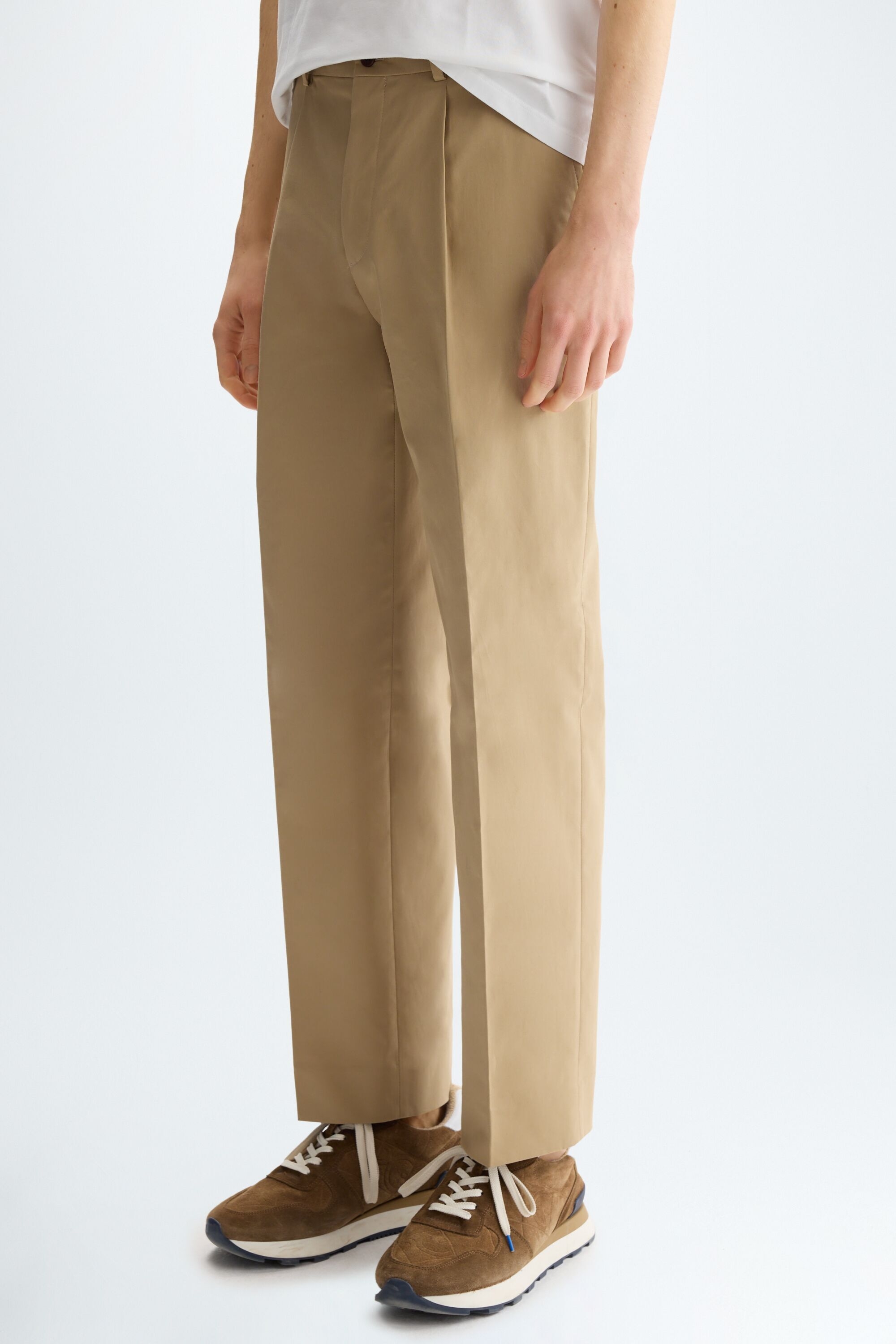 Cotton twill relaxed fit trousers
