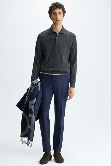 TEXTURED WOOL CLASSIC FIT SUIT TROUSERS