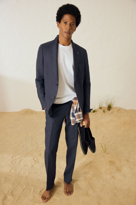 LINEN CLASSIC FIT SUIT TROUSERS