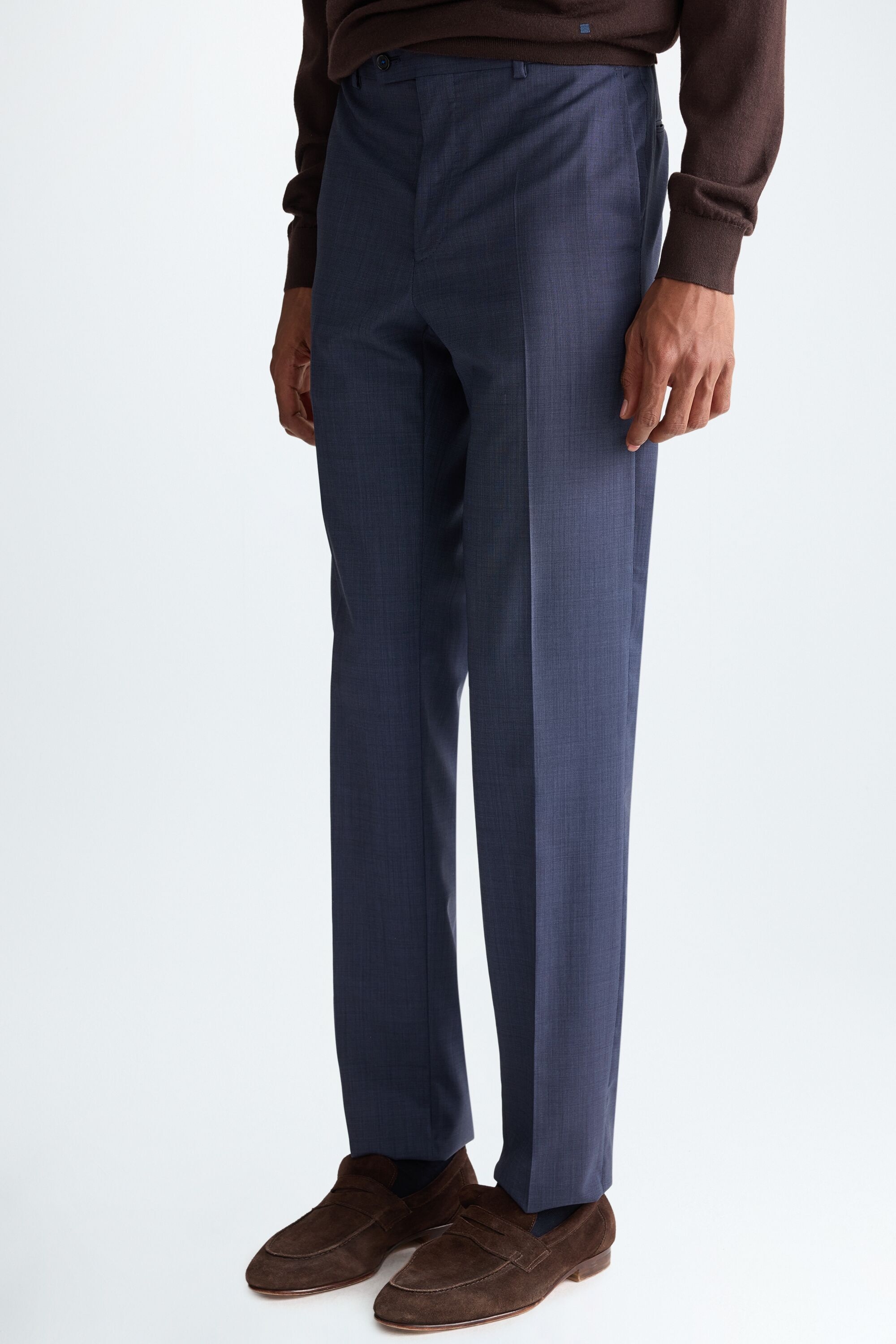 Wool fil-a-fil weave classic fit suit trousers