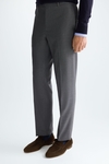 Wool micro zig-zag weave classic fit suit trousers