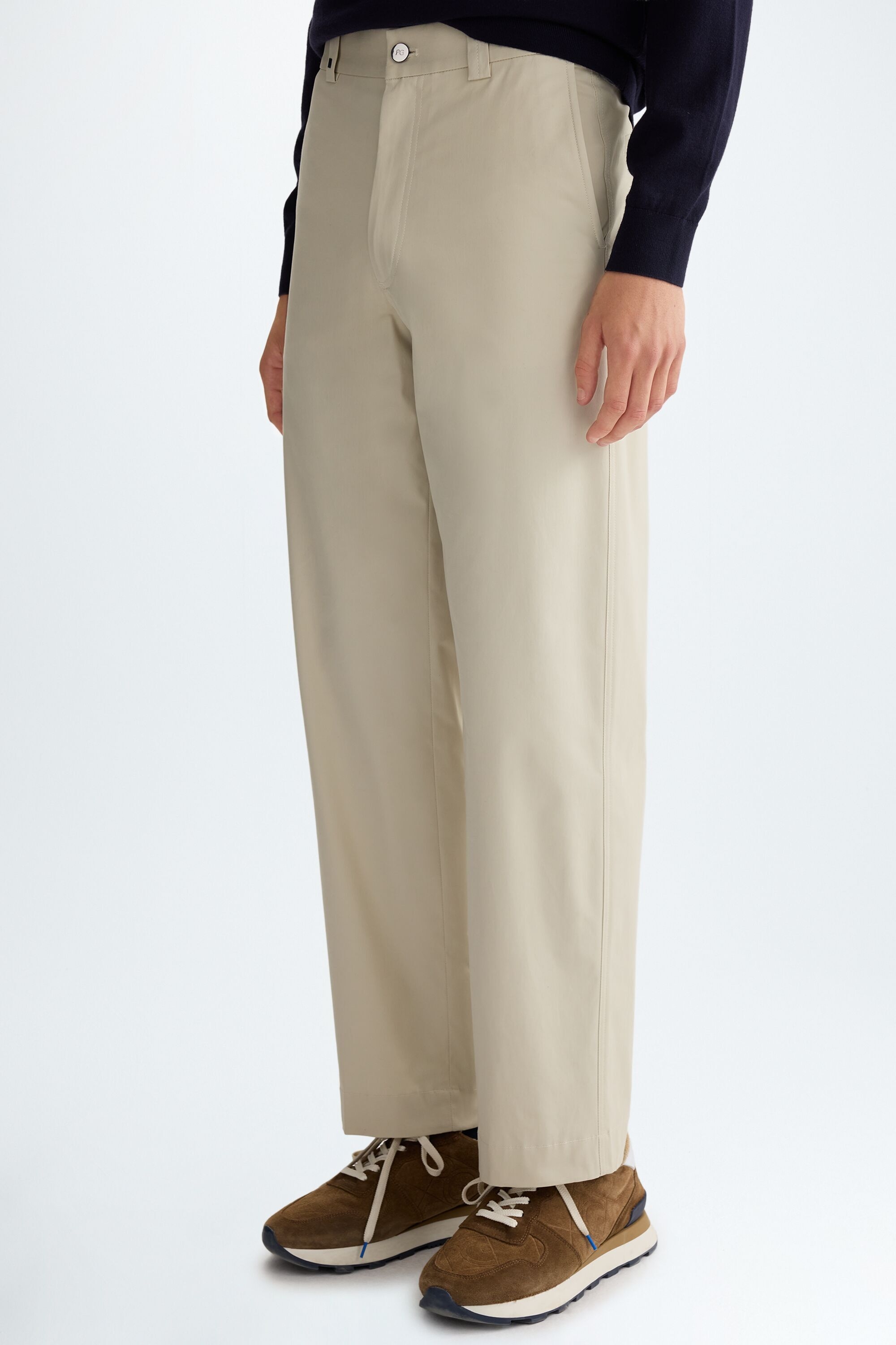Cotton twill relaxed fit chino trousers
