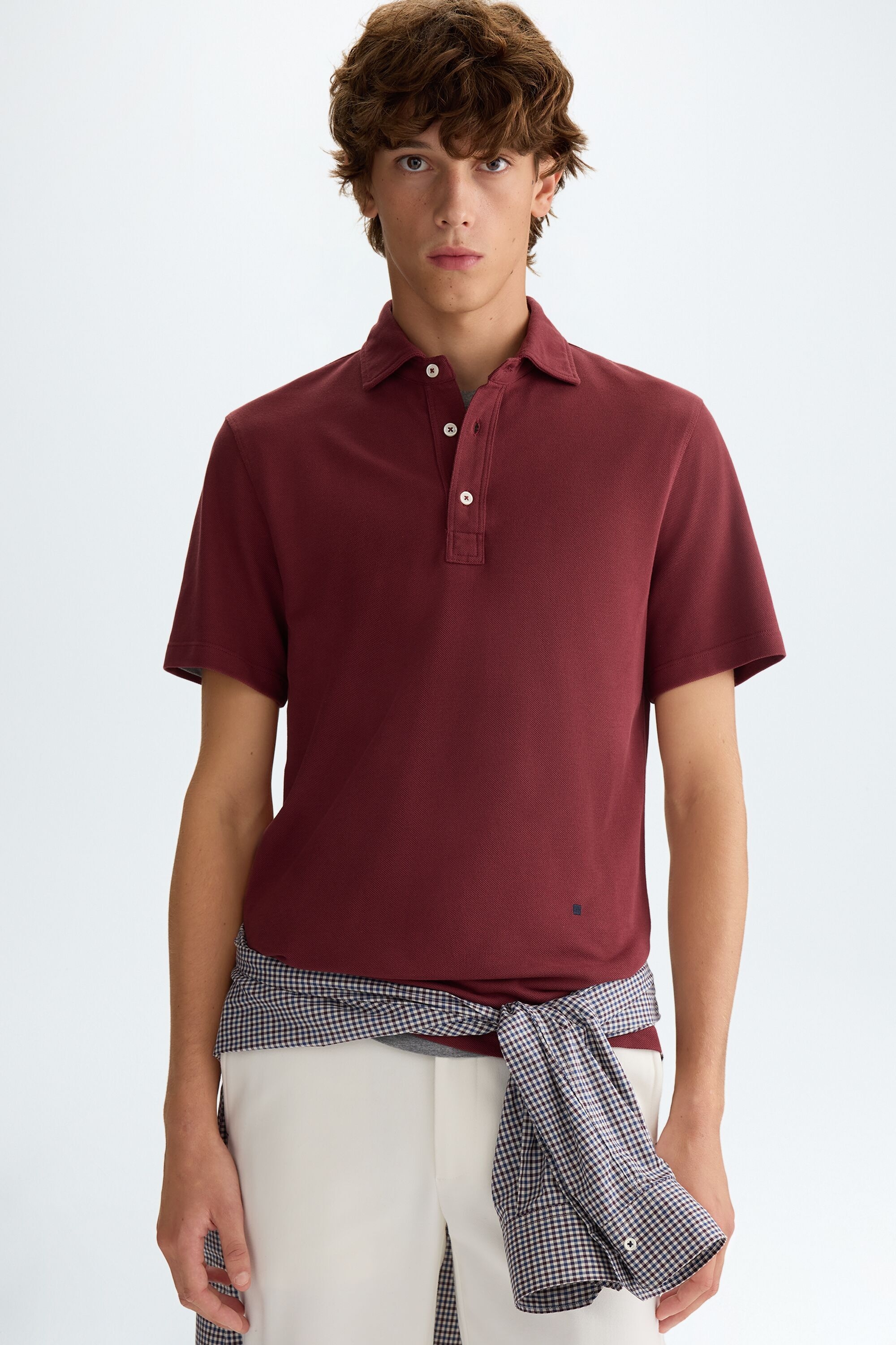 Spread collar piqué polo shirt