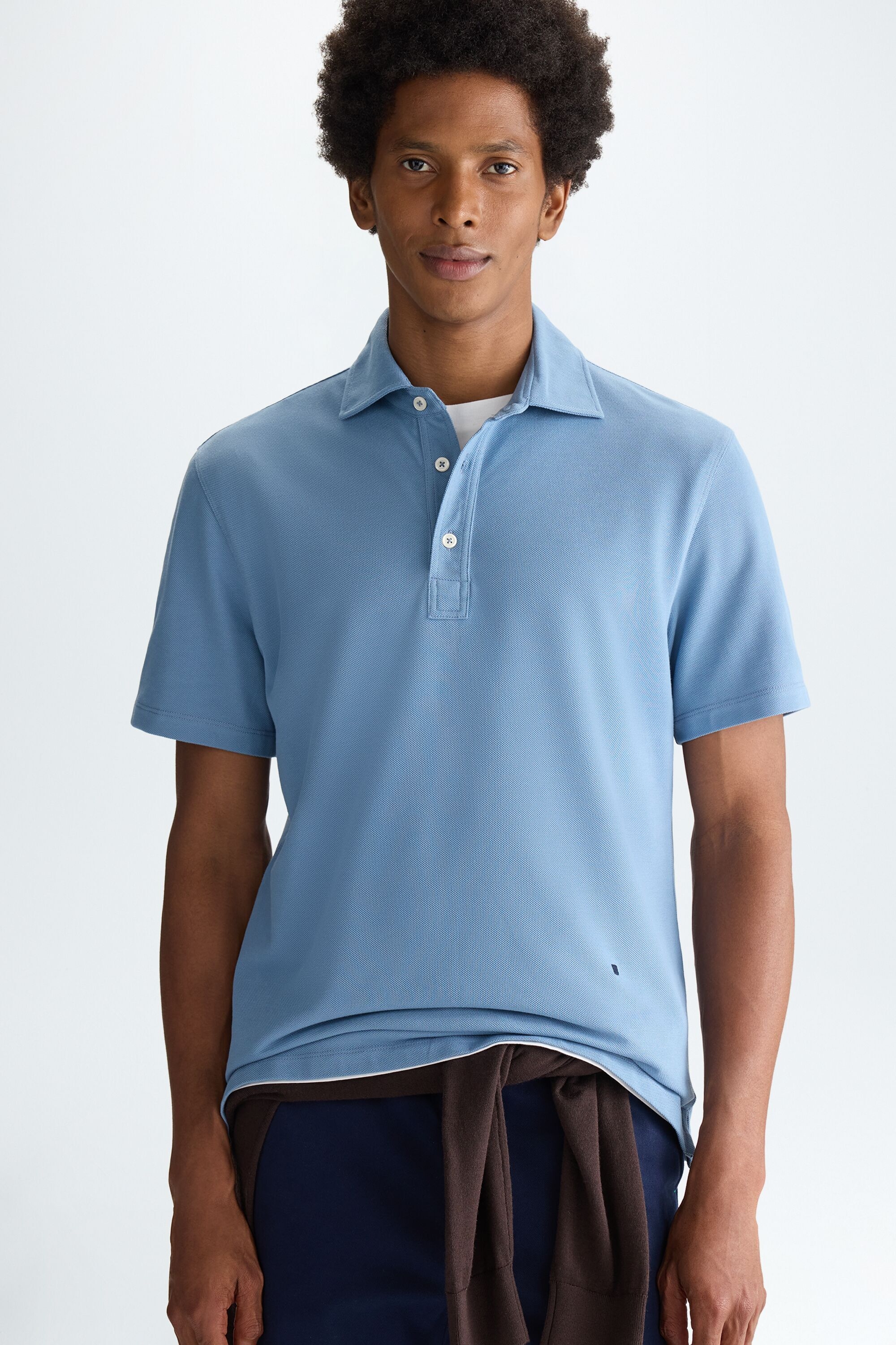 Spread collar piqué polo shirt