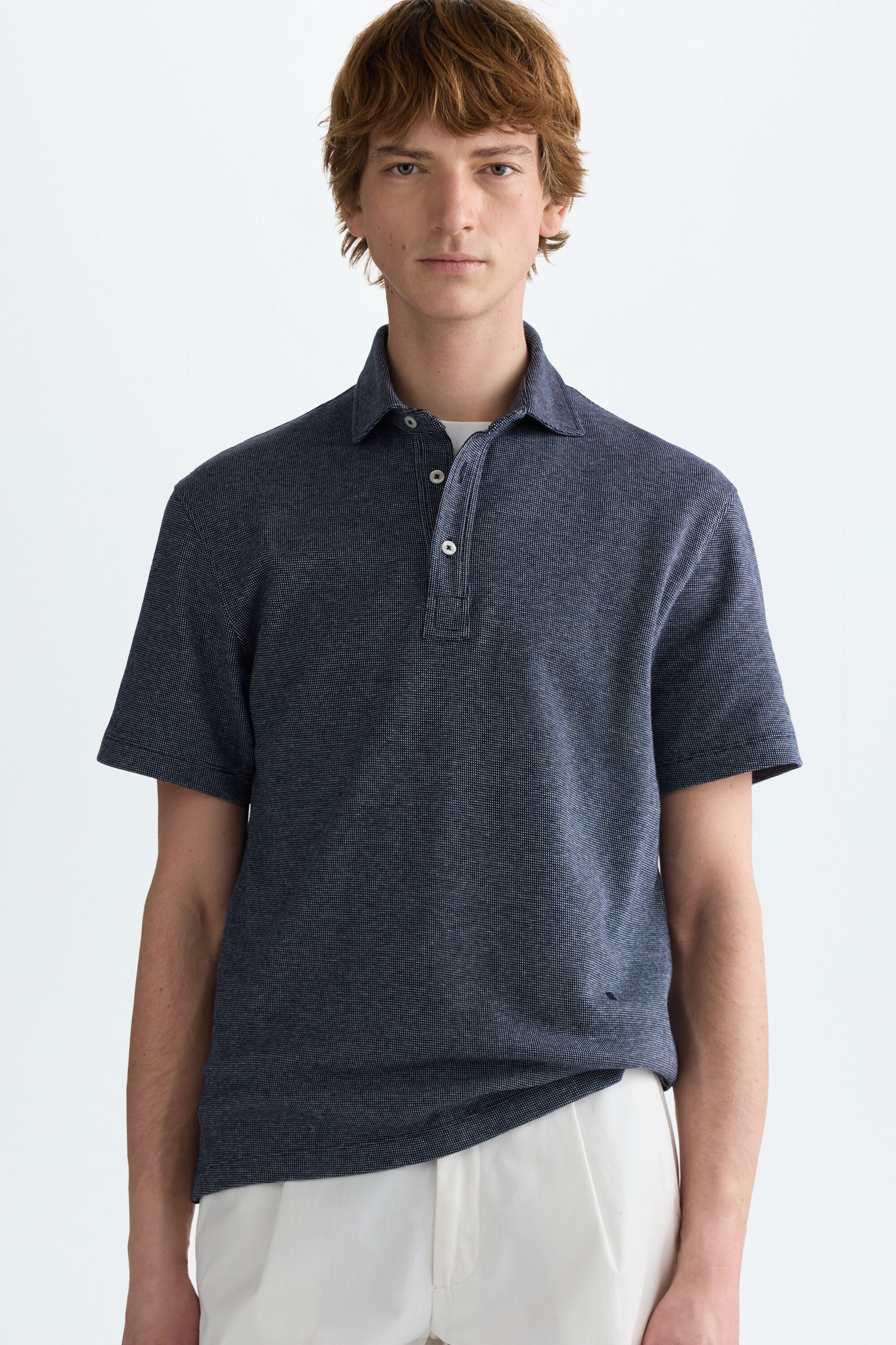 Technical jacquard polo shirt