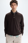 Long-sleeved jacquard polo shirt