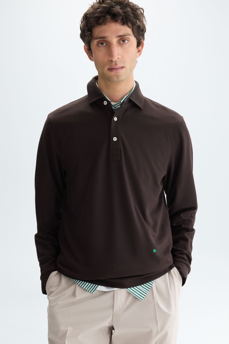 LONG-SLEEVED JACQUARD POLO SHIRT