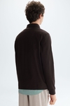 Long-sleeved jacquard polo shirt