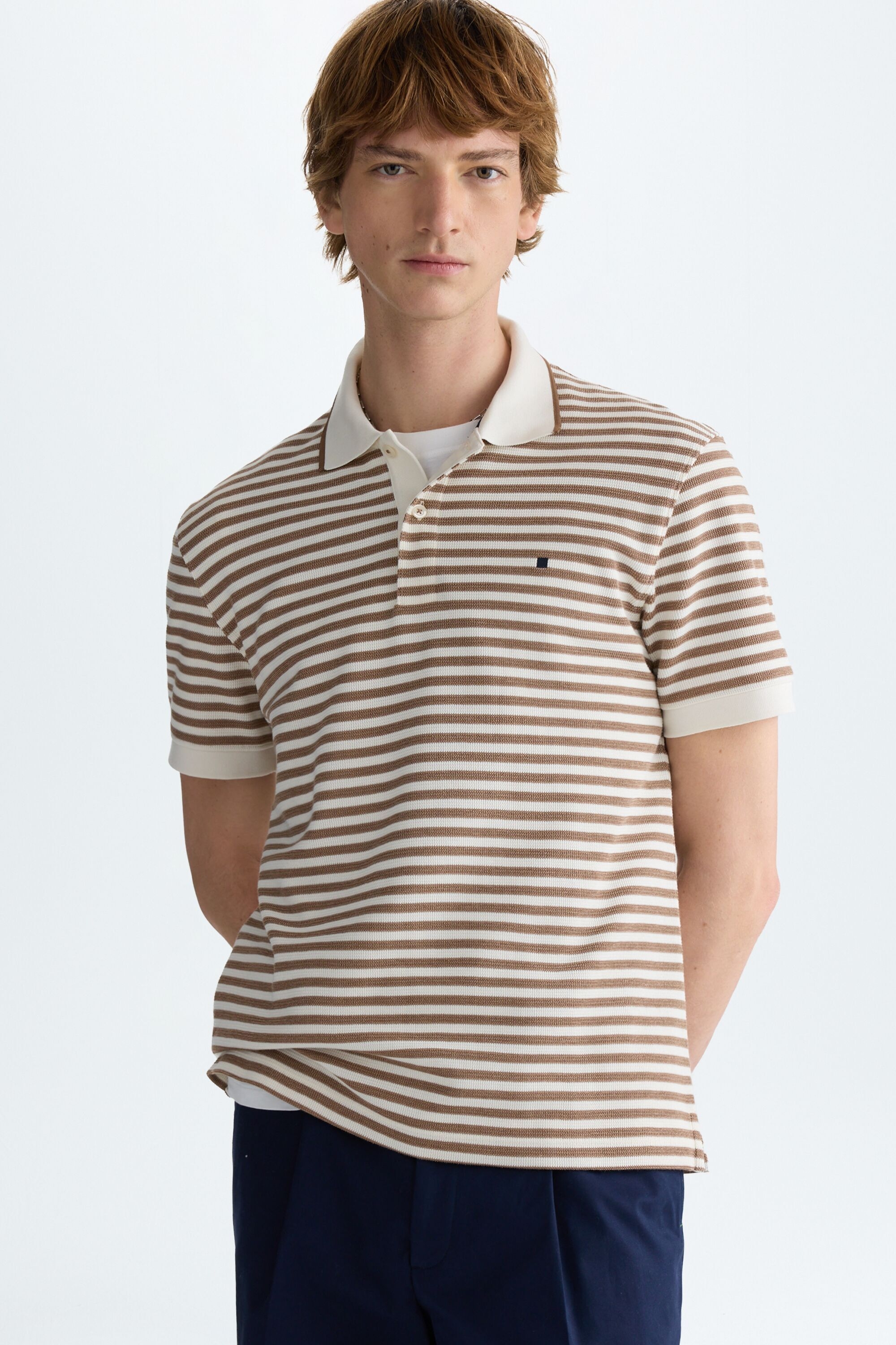 Striped jacquard polo shirt
