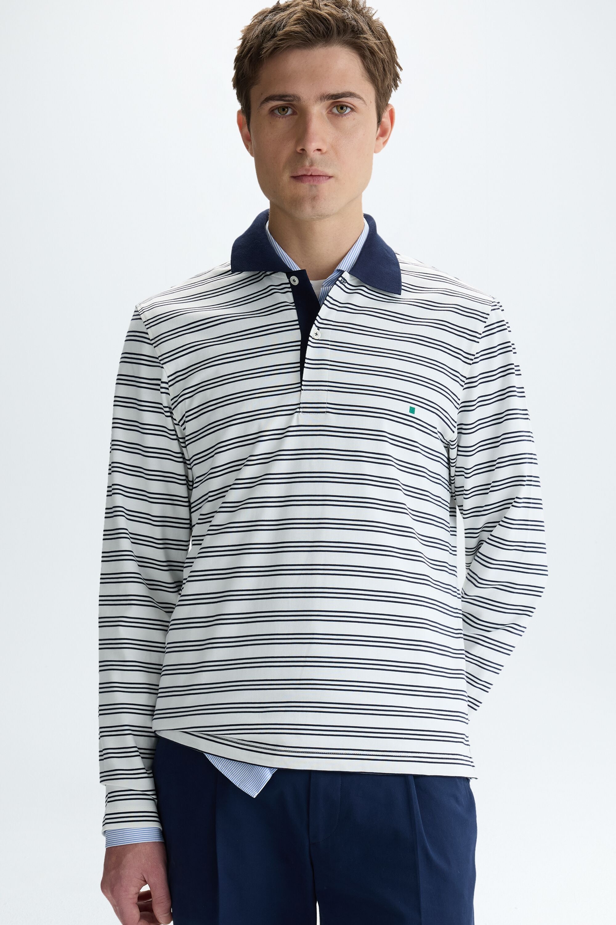 Long-sleeved jersey polo shirt