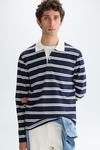 Long-sleeved jersey polo shirt
