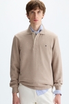 Fleece polo-collared sweatshirt