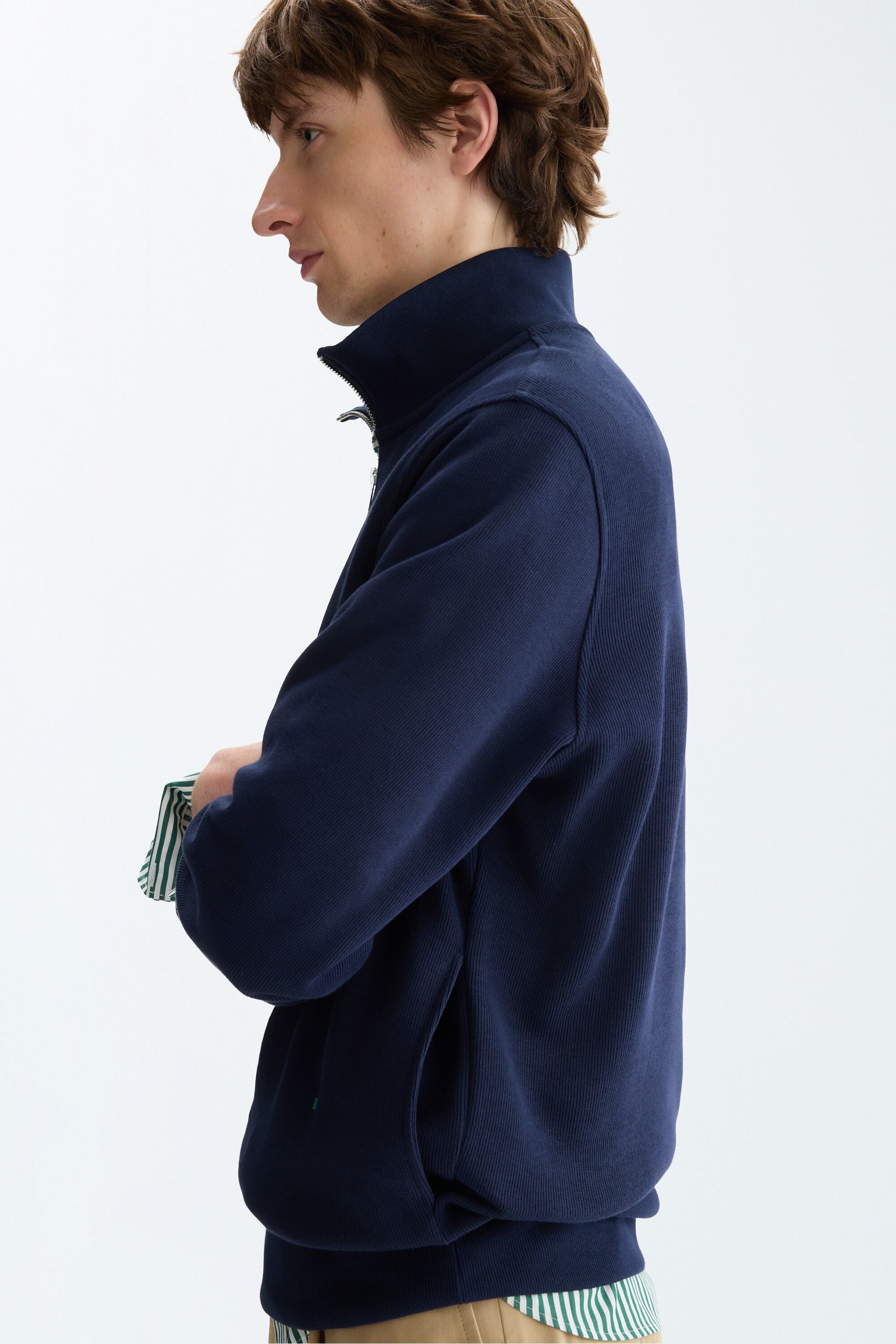 Interlock half-zip sweatshirt navy - Purificacion Garcia United States