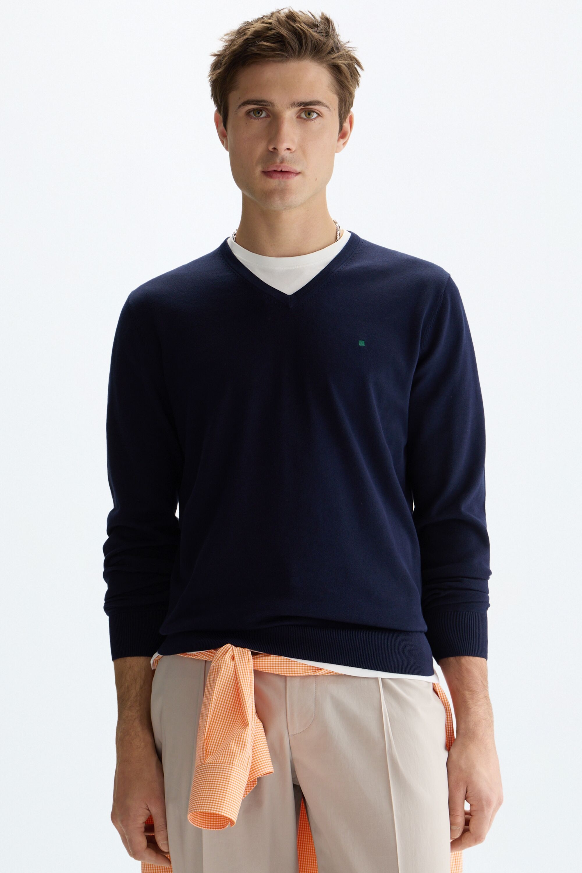 Pima cotton V-neck sweater