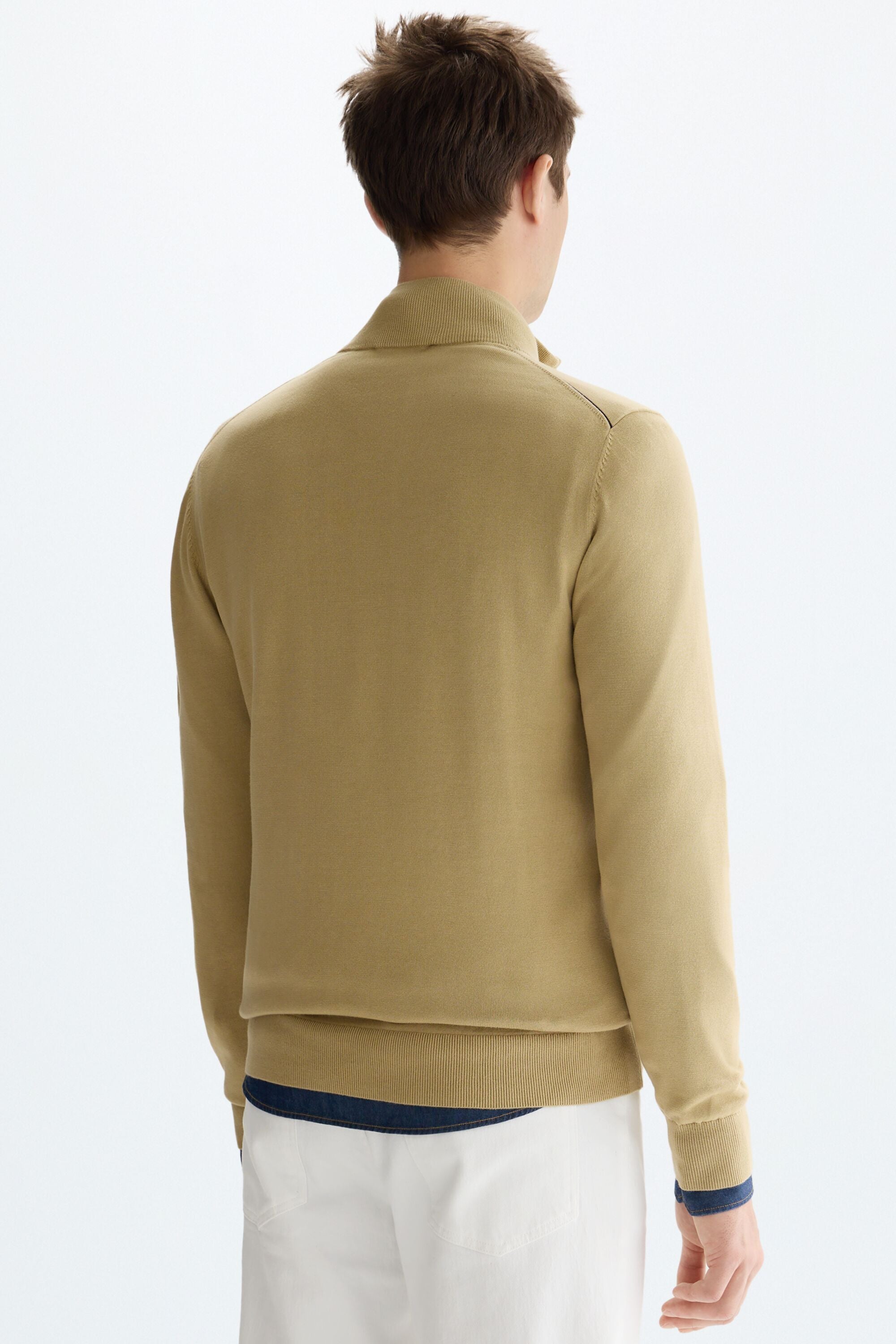 Pima cotton half-zip sweater beige - Purificacion Garcia United States