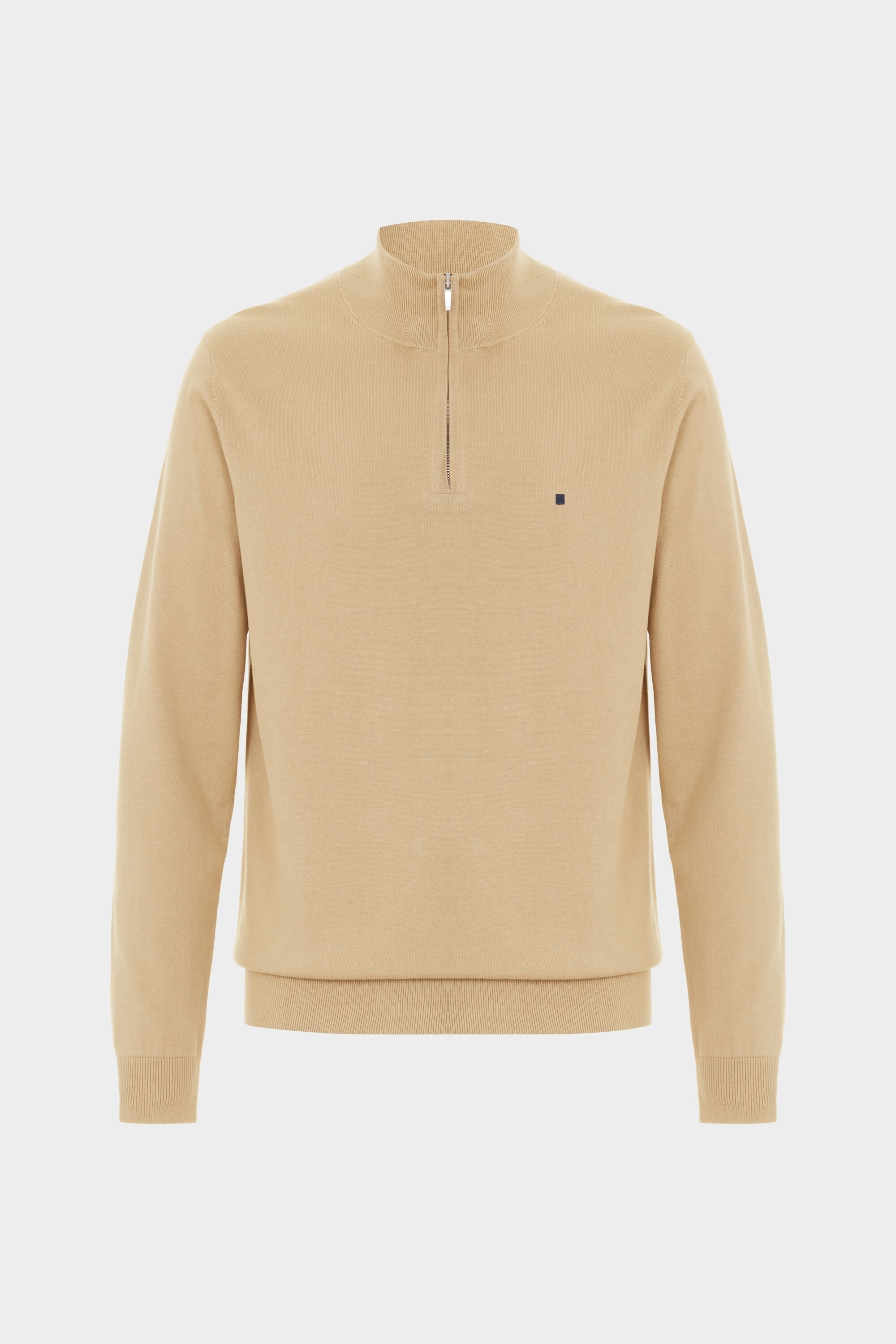 Pima cotton half-zip sweater beige - Purificacion Garcia United States