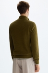 Textured pima cotton half-zip sweater