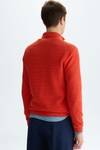 Textured pima cotton half-zip sweater