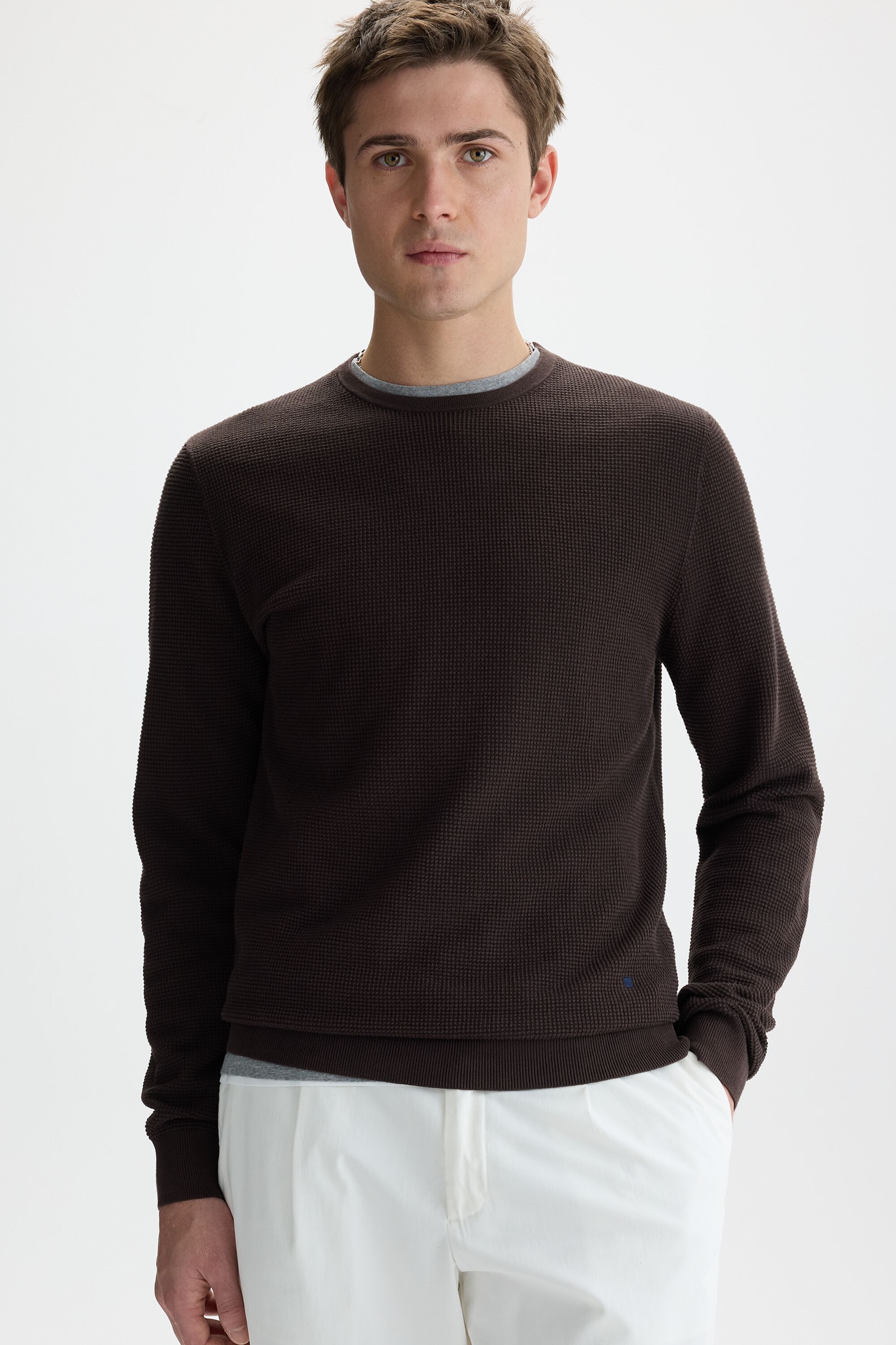 Textured pima cotton sweater