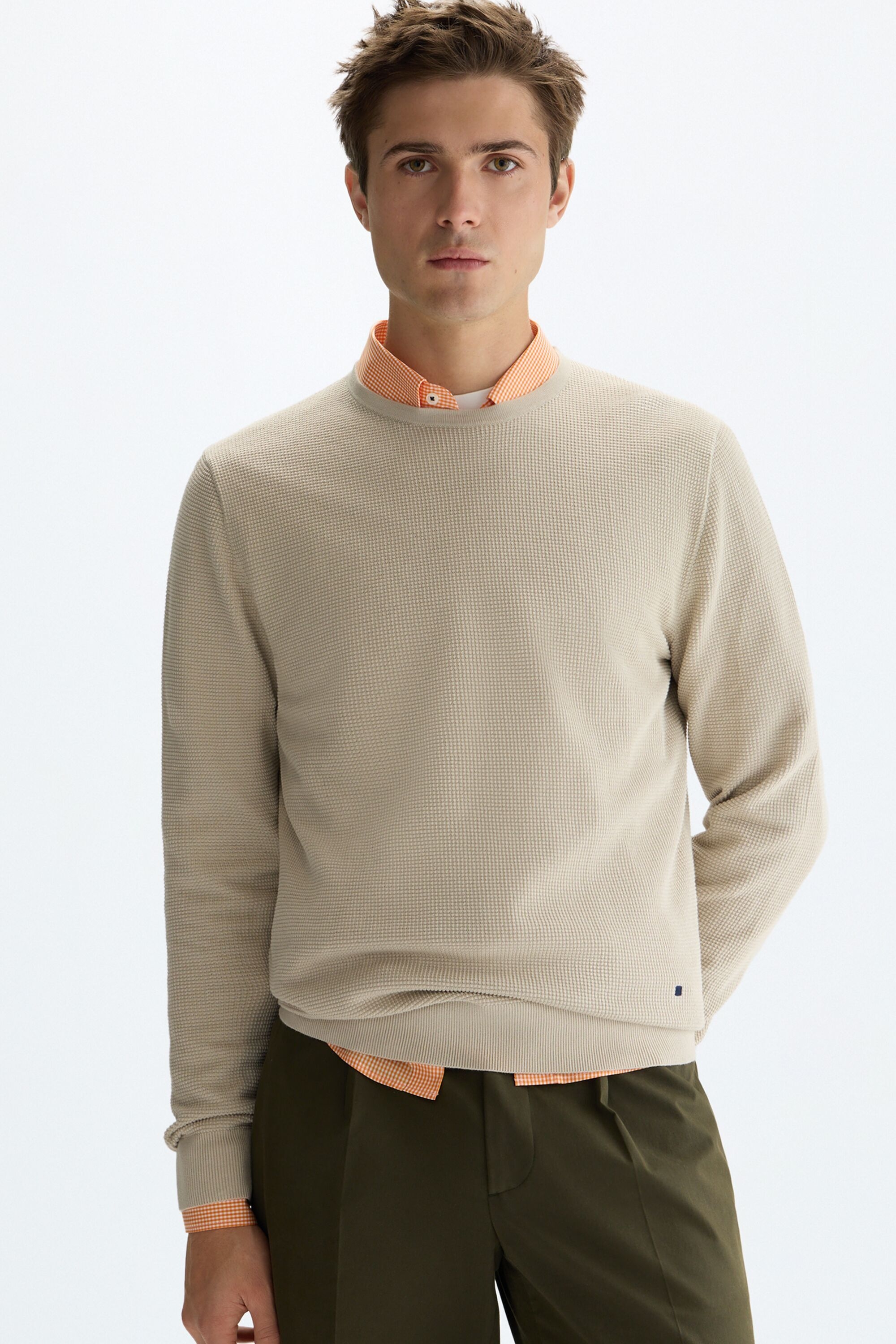 Textured pima cotton sweater