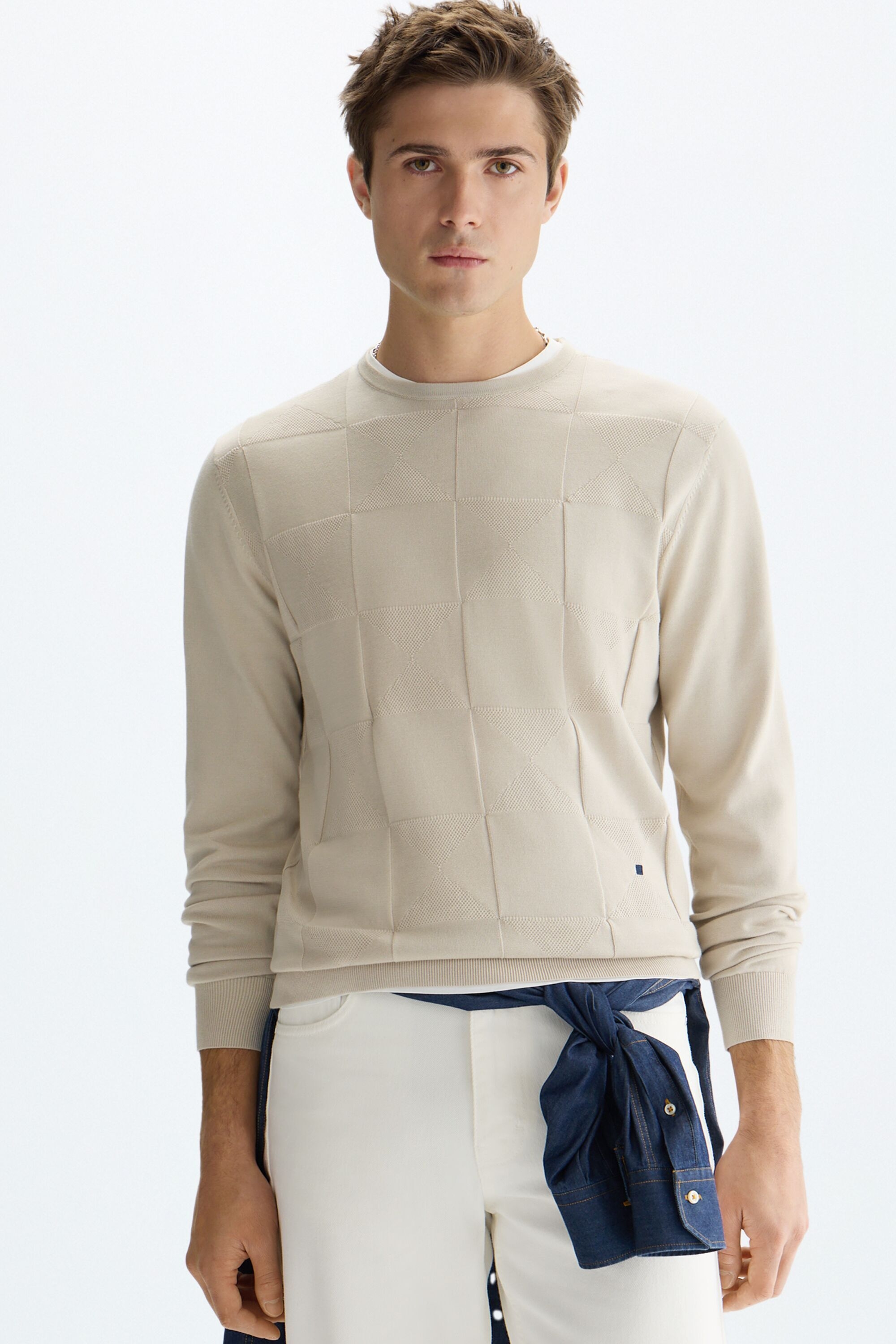 Origami textured pima cotton sweater