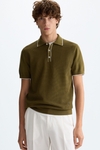 Textured knit polo shirt