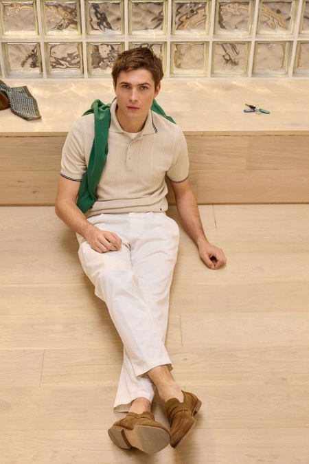 TEXTURED RIBBED KNIT POLO SHIRT