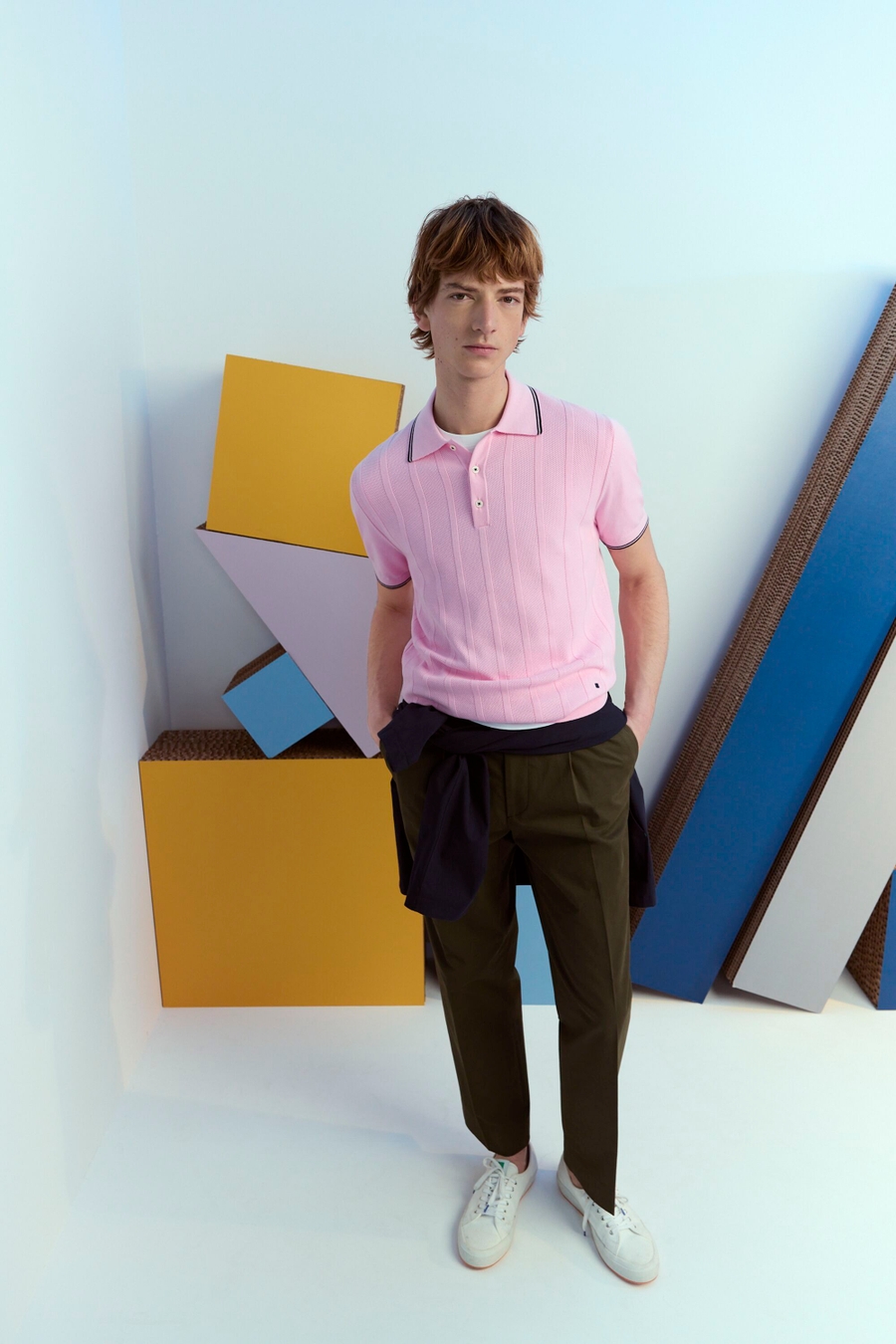 TEXTURED RIBBED KNIT POLO SHIRT