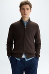 Pima cotton stand-collar cardigan