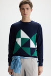 Origami intarsia pima cotton sweater