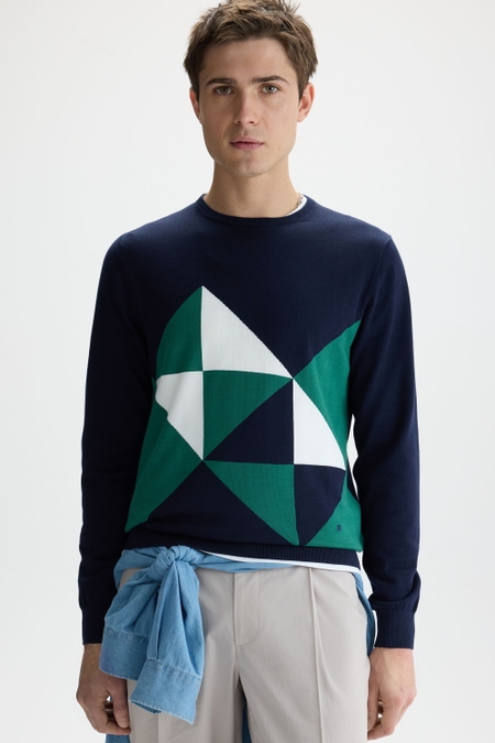 ORIGAMI INTARSIA PIMA COTTON SWEATER