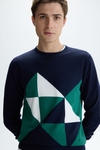 Origami intarsia pima cotton sweater