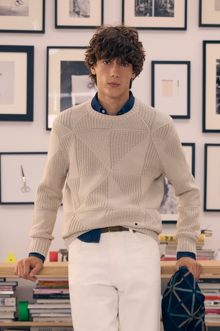 ORIGAMI INTARSIA COTTON SWEATER