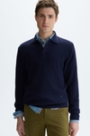 Polo collar cotton textured sweater