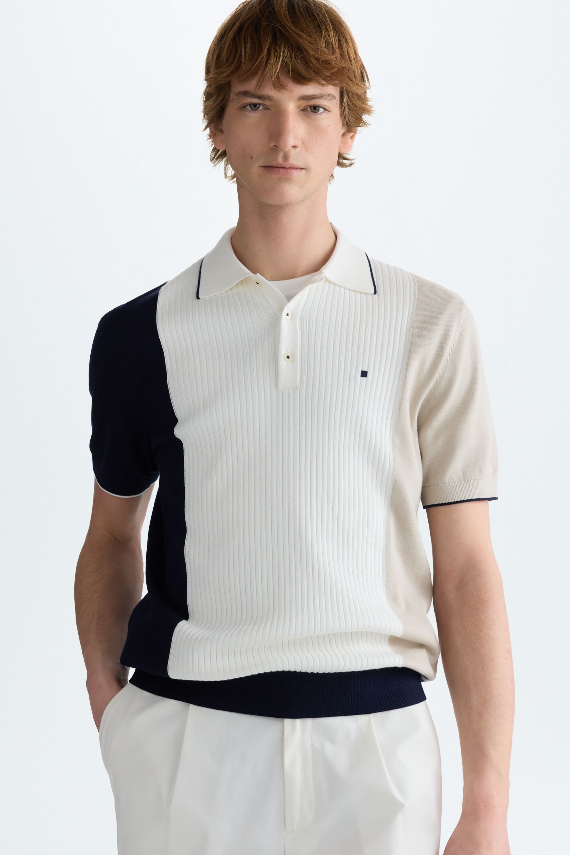 Colorblock pima cotton polo shirt