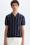 Striped pima cotton knit polo shirt