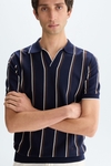 Striped pima cotton knit polo shirt