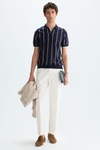 Striped pima cotton knit polo shirt