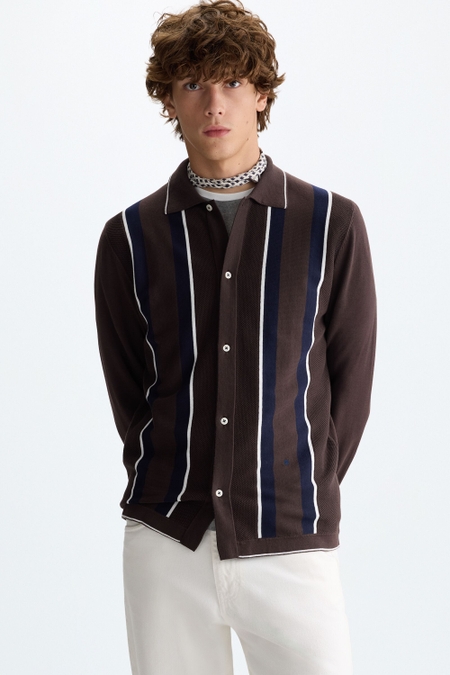 STRIPED PIMA COTTON KNIT OVERSHIRT
