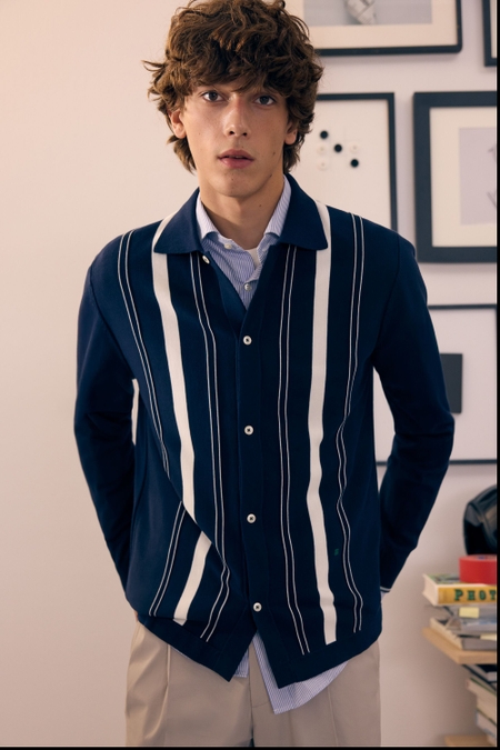 STRIPED PIMA COTTON KNIT OVERSHIRT