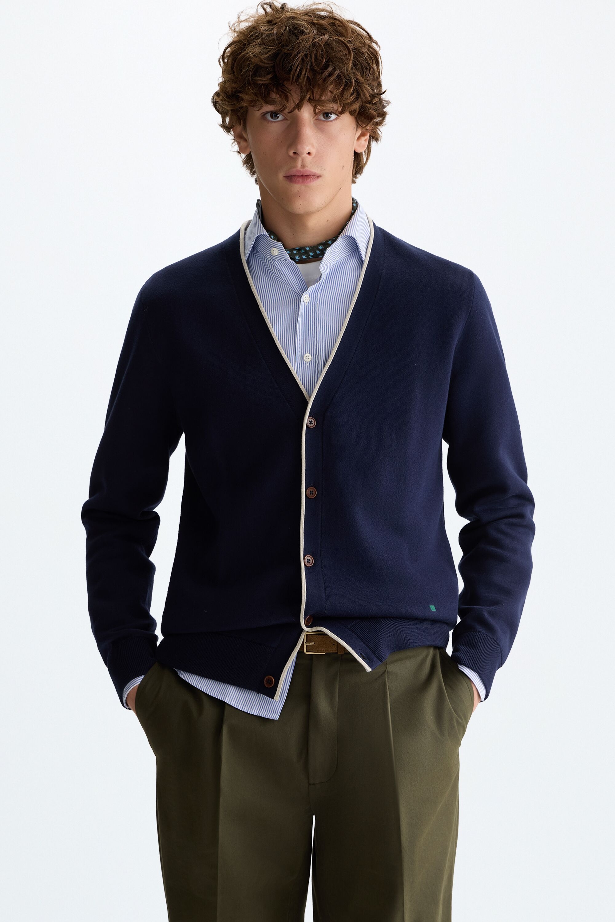 Cárdigan algodón pima efecto doble