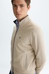 Nylon cotton stand-collar cardigan