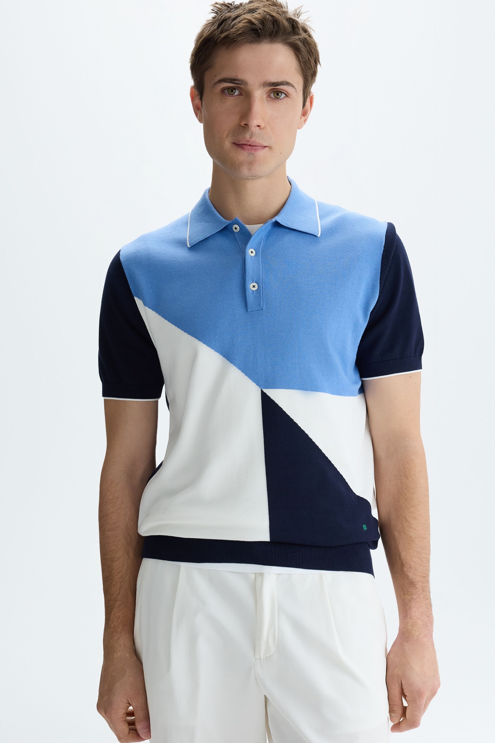 Colorblock pima cotton polo shirt