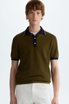 Textured pima cotton knit polo shirt